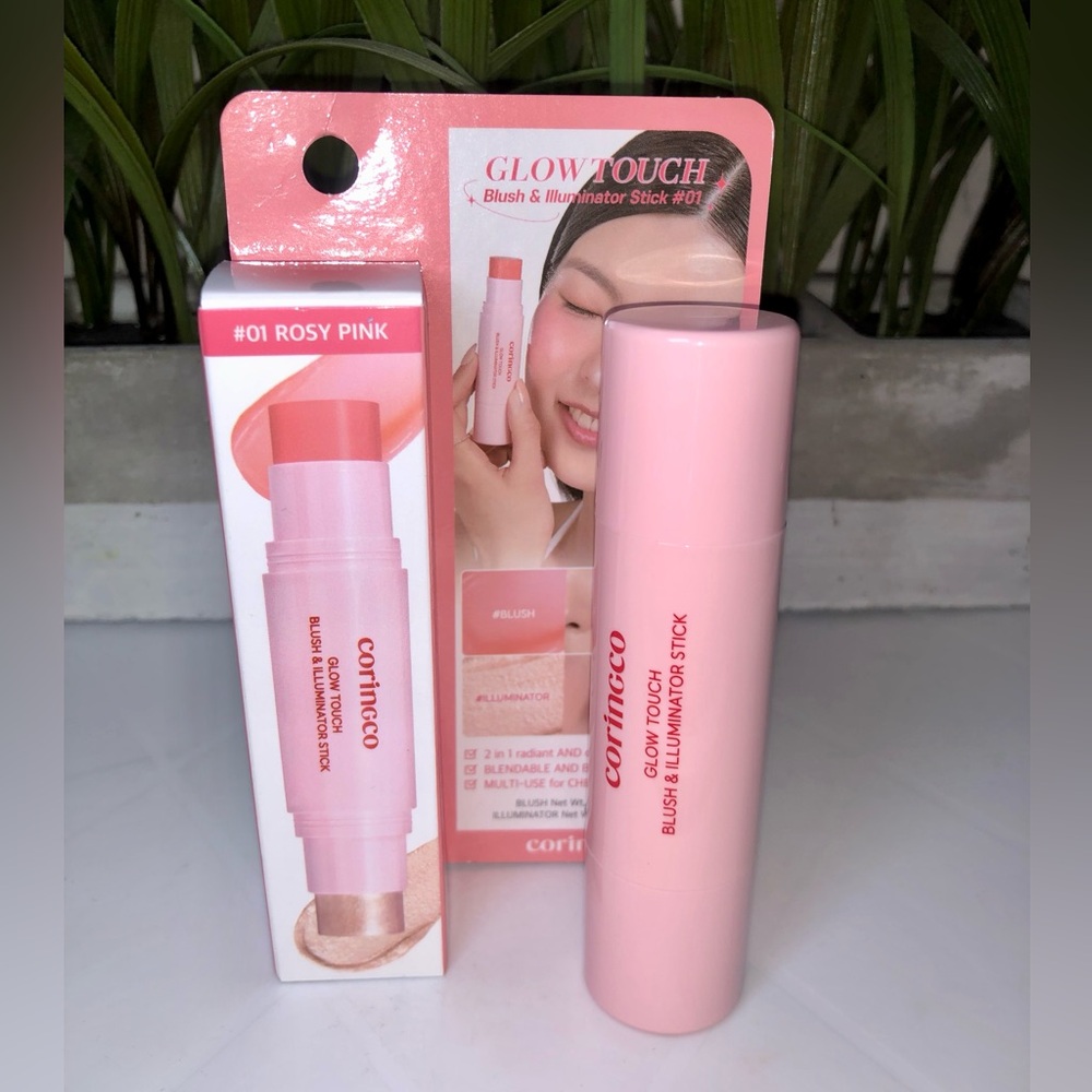 BNIB Coringco Kbeauty Glow Touch Blush & Illuminator Stick - Rosy Pink - Picture 9 of 12